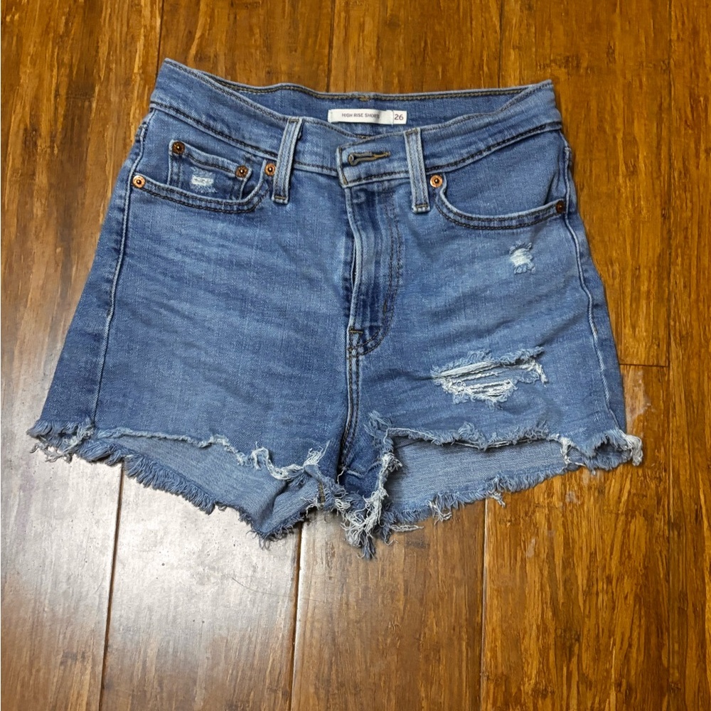 Levis Blue Distressed Jean Shorts
